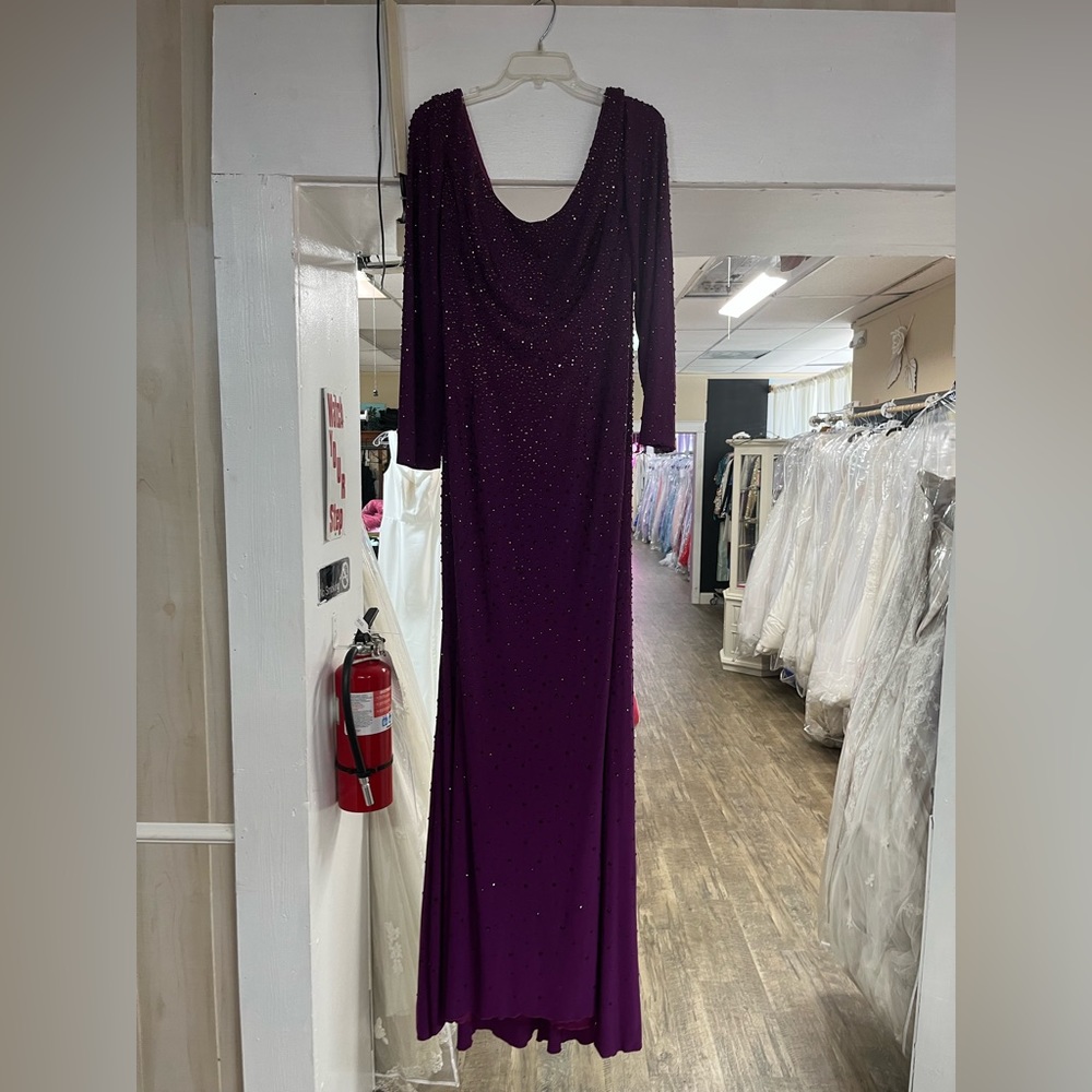 Mon Cheri purple long sleeve gown